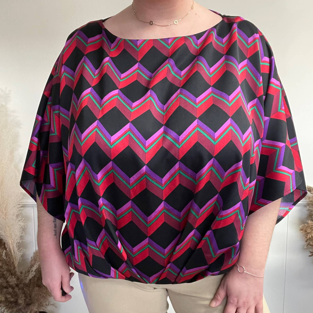 SOLD Trina Turk Plus Size Blouse Geometric Print 3/4 Sleeve